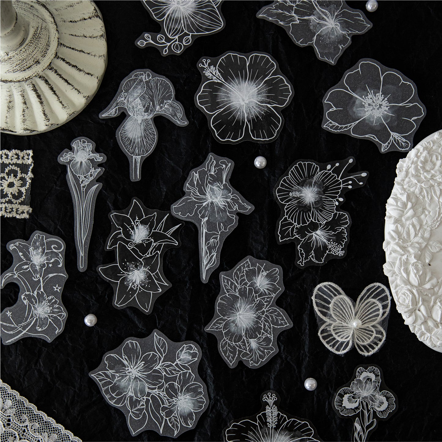 Moonlit Floral Shadows Stickers