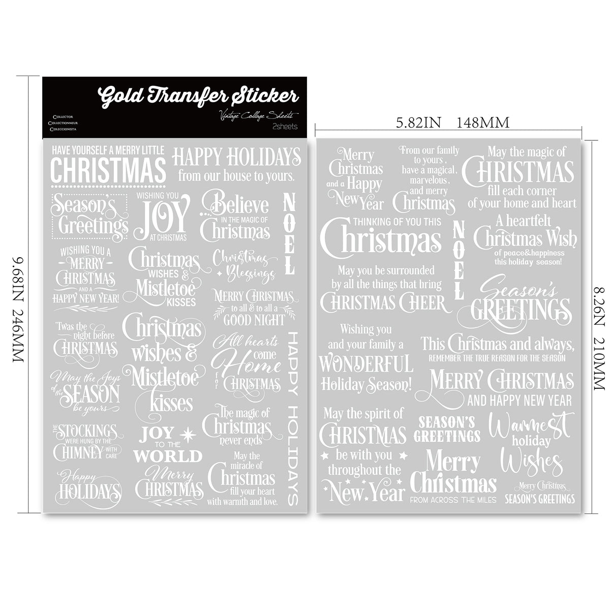 Christmas Holiday Words Transfer Stickers