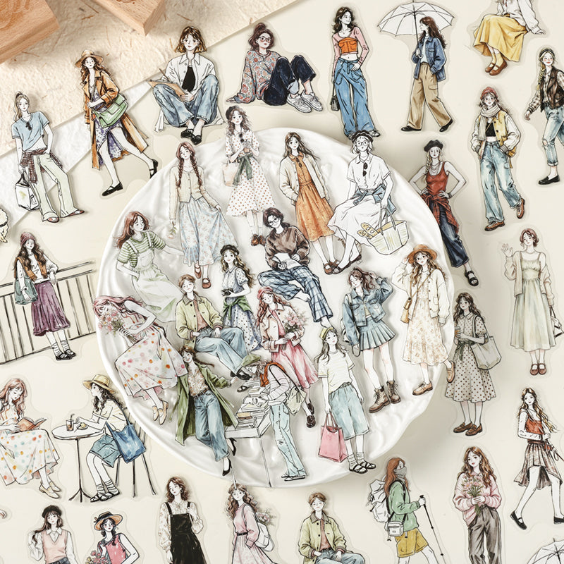 Poetic Companionship Girl Stickers 100pcs