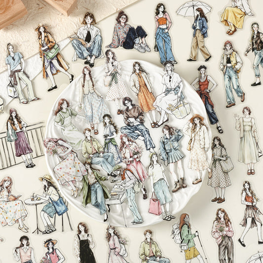 Poetic Companionship Girl Stickers 100pcs