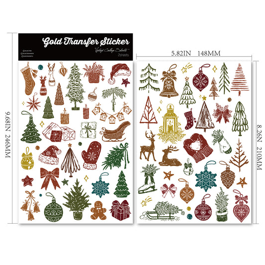 Vintage Christmas Gold Transfer Stickers