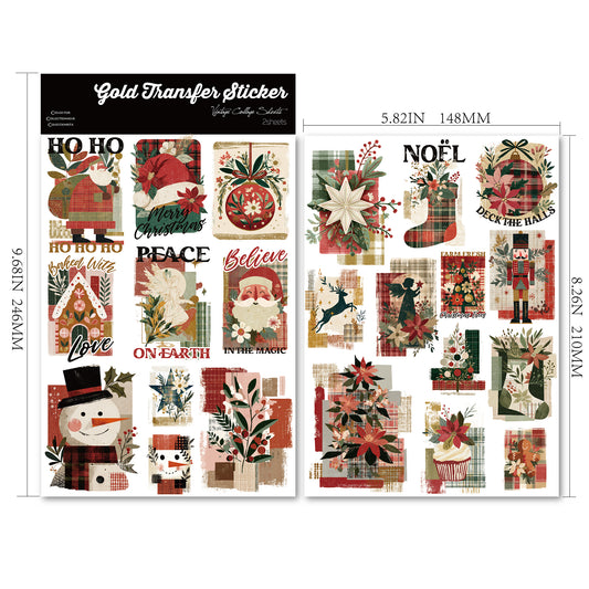 Vintage Christmas Gold Transfer Stickers