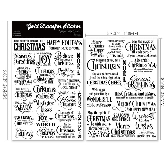 Christmas Typography Black Transfer Stickers