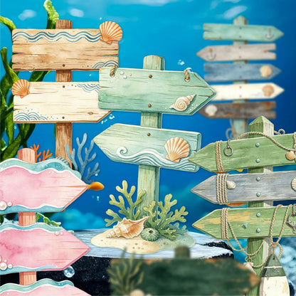 Seaside Wooden Sign Stickers