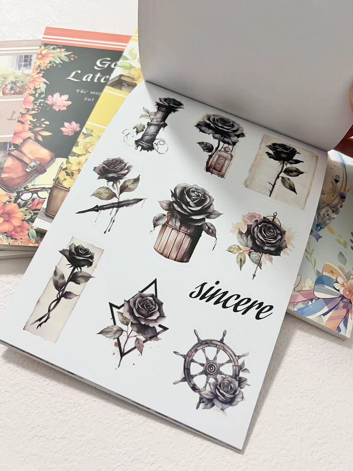 Flower Sticker Book Vintage Character Flower Landscaping Die-cutting Sticker Book – Doodle ...
