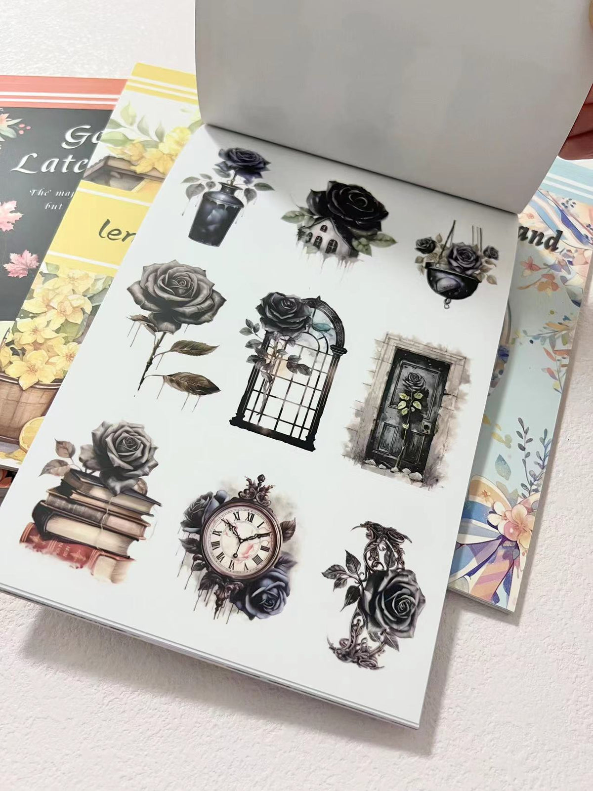 Flower Sticker Book Vintage Character Flower Landscaping Die-cutting Sticker Book – Doodle ...
