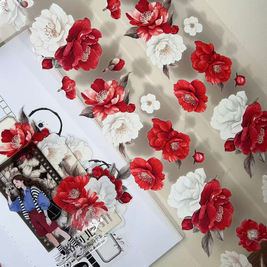 6cm*50cm Red and White Camellia Tape