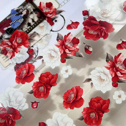6cm*50cm Red and White Camellia Tape