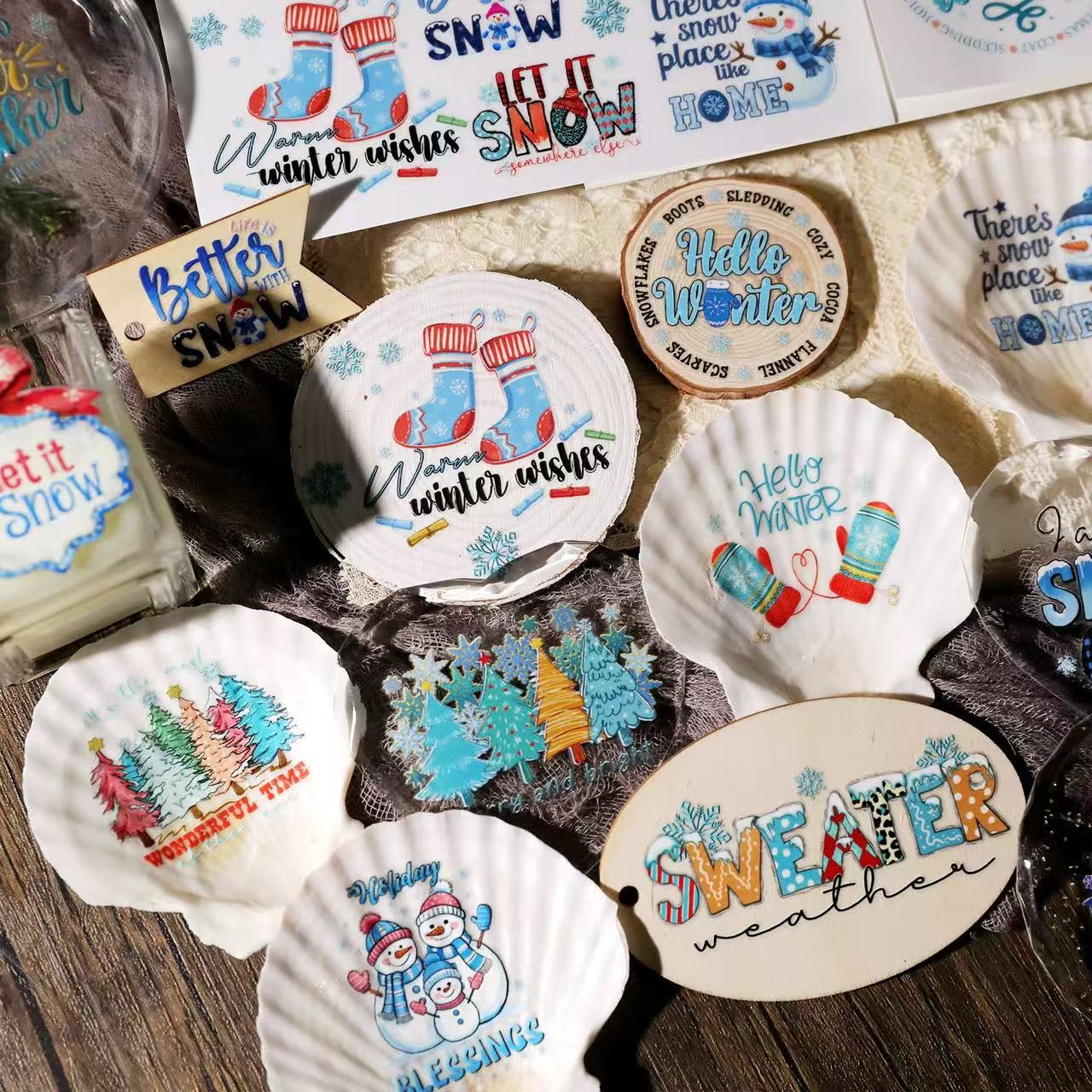 Blue Winter Transfer Stickers