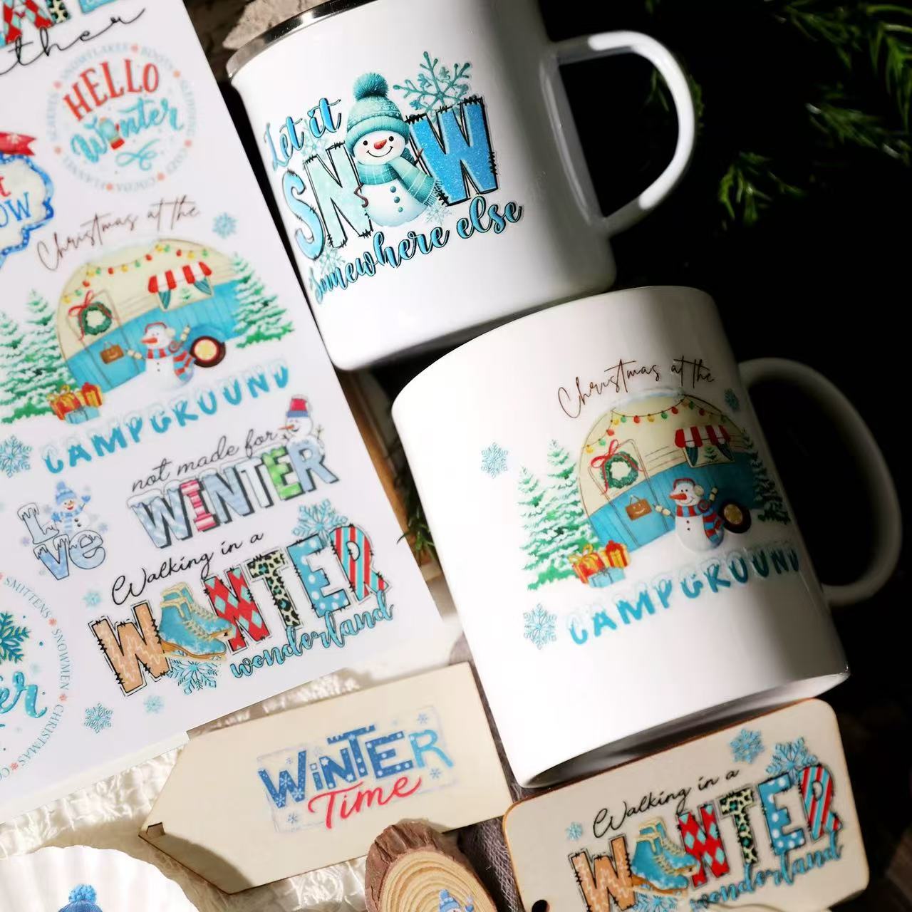 Blue Winter Transfer Stickers