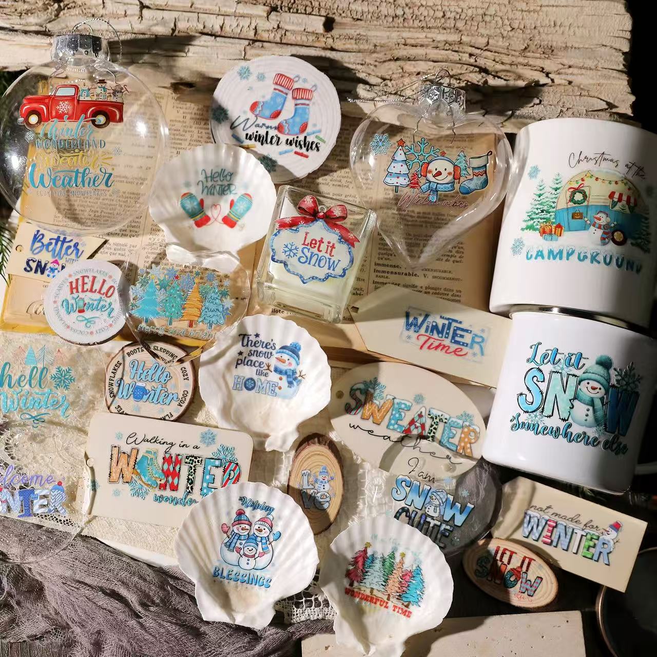 Blue Winter Transfer Stickers