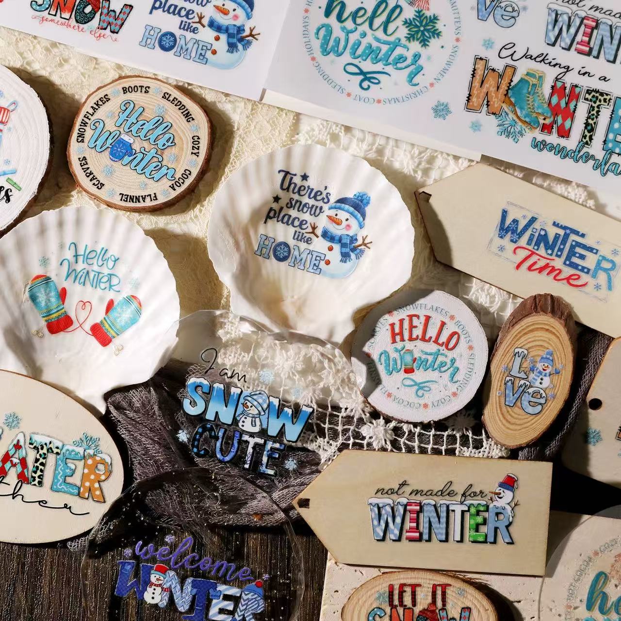 Blue Winter Transfer Stickers