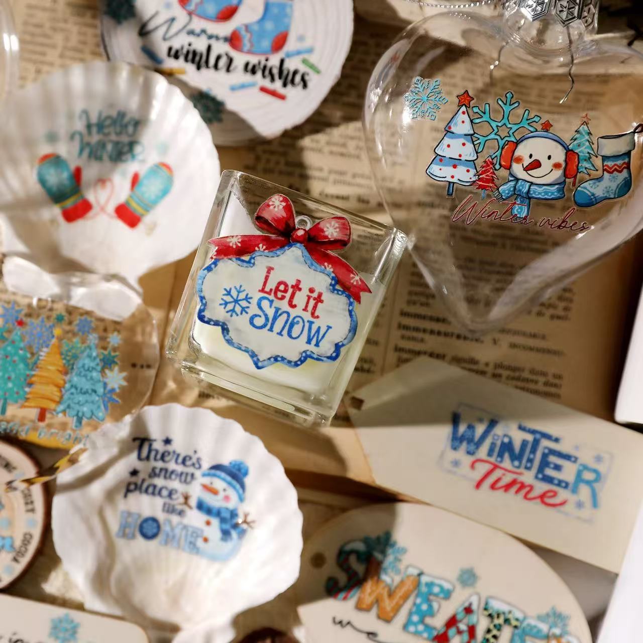 Blue Winter Transfer Stickers