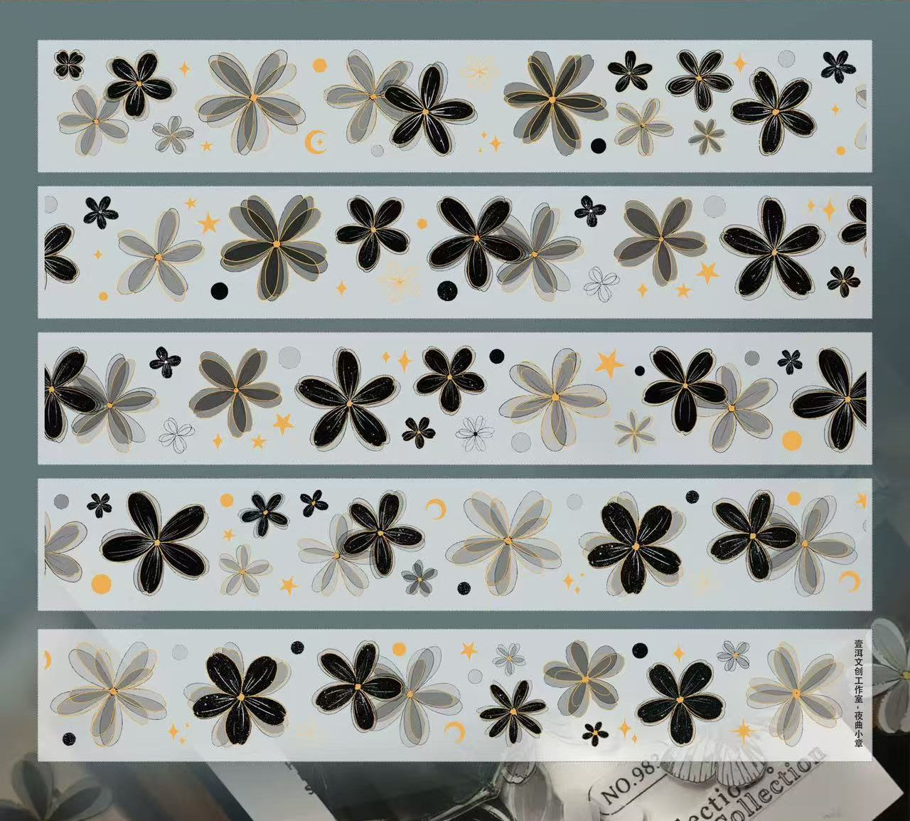 4cm*100cm Black-White Floral Tape