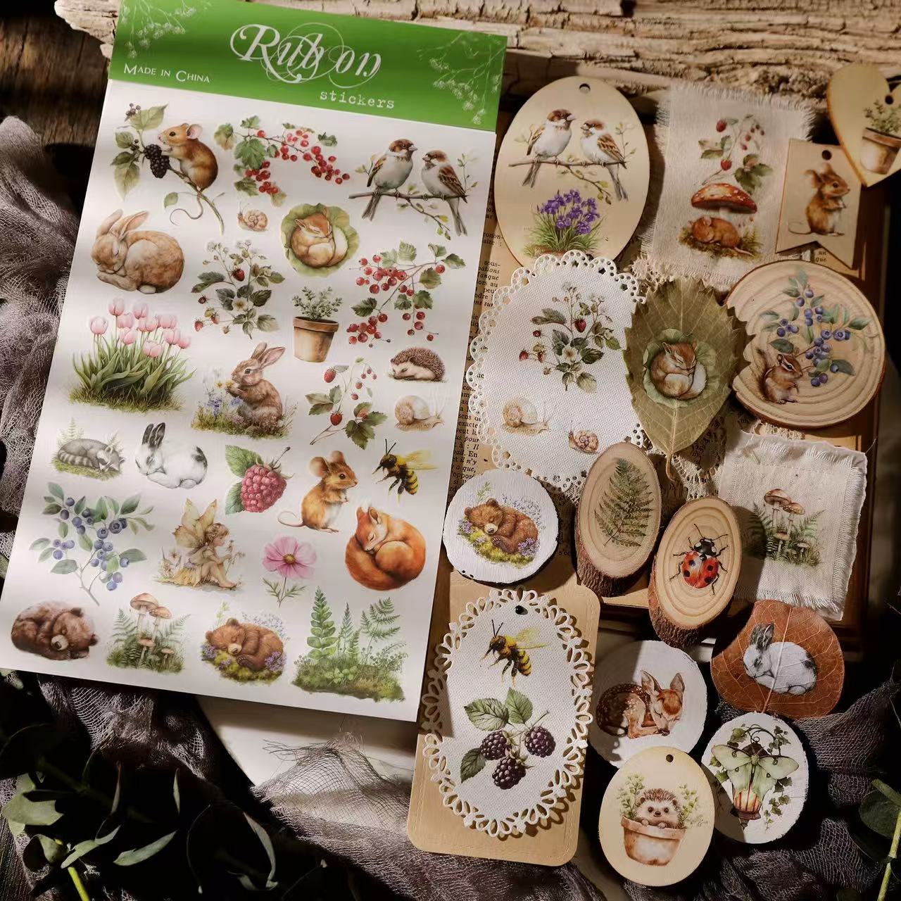 Forest Animal Rub-on Stickers