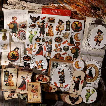 Vintage Halloween Rub-on Stickers