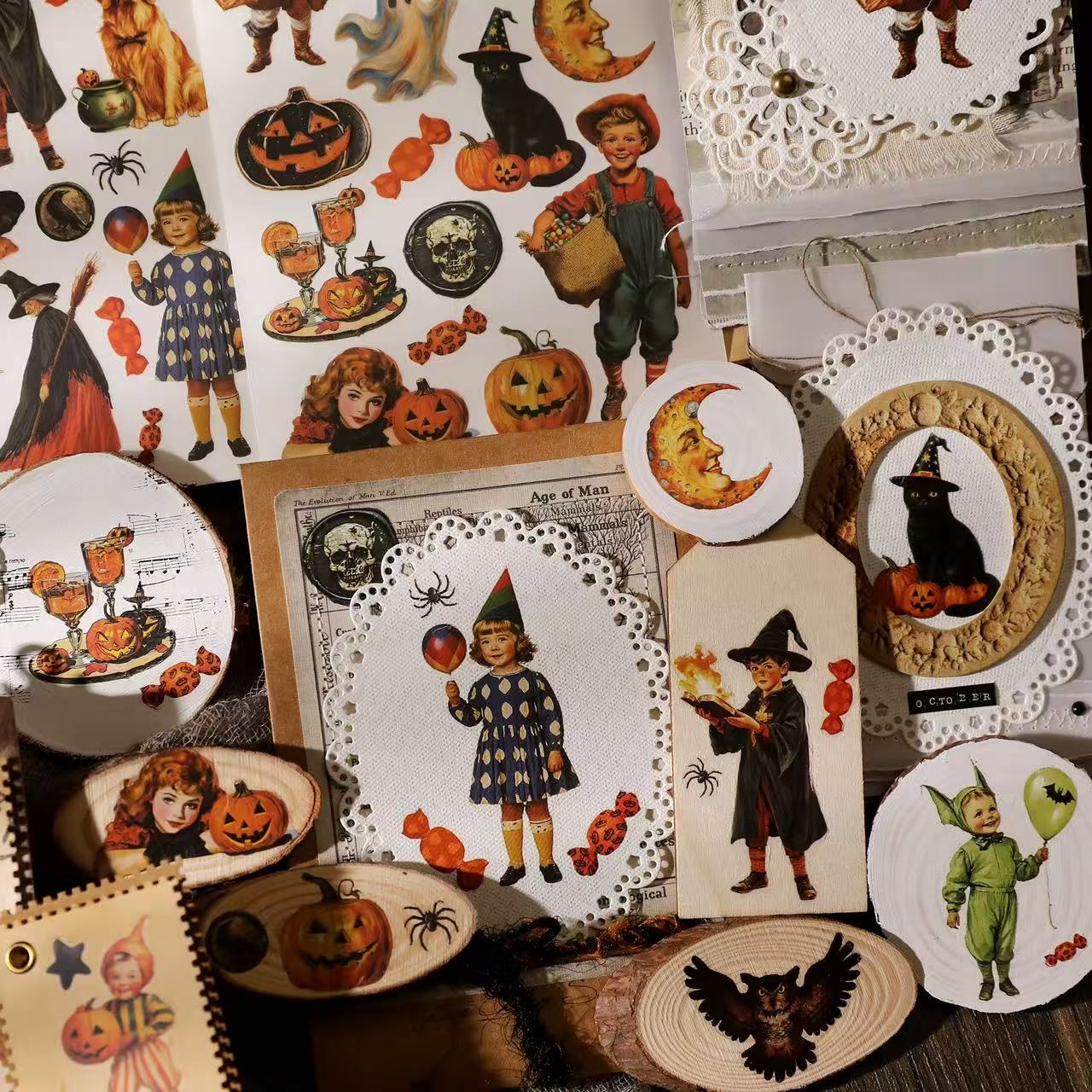 Vintage Halloween Rub-on Stickers