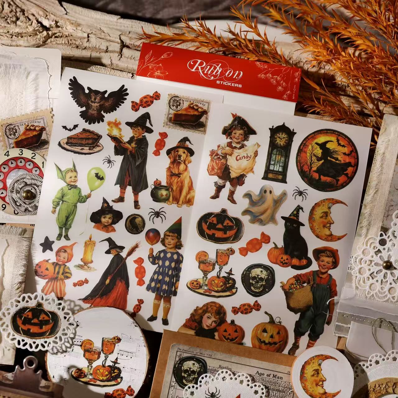 Vintage Halloween Rub-on Stickers