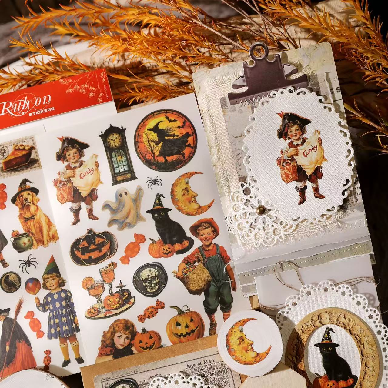 Vintage Halloween Rub-on Stickers