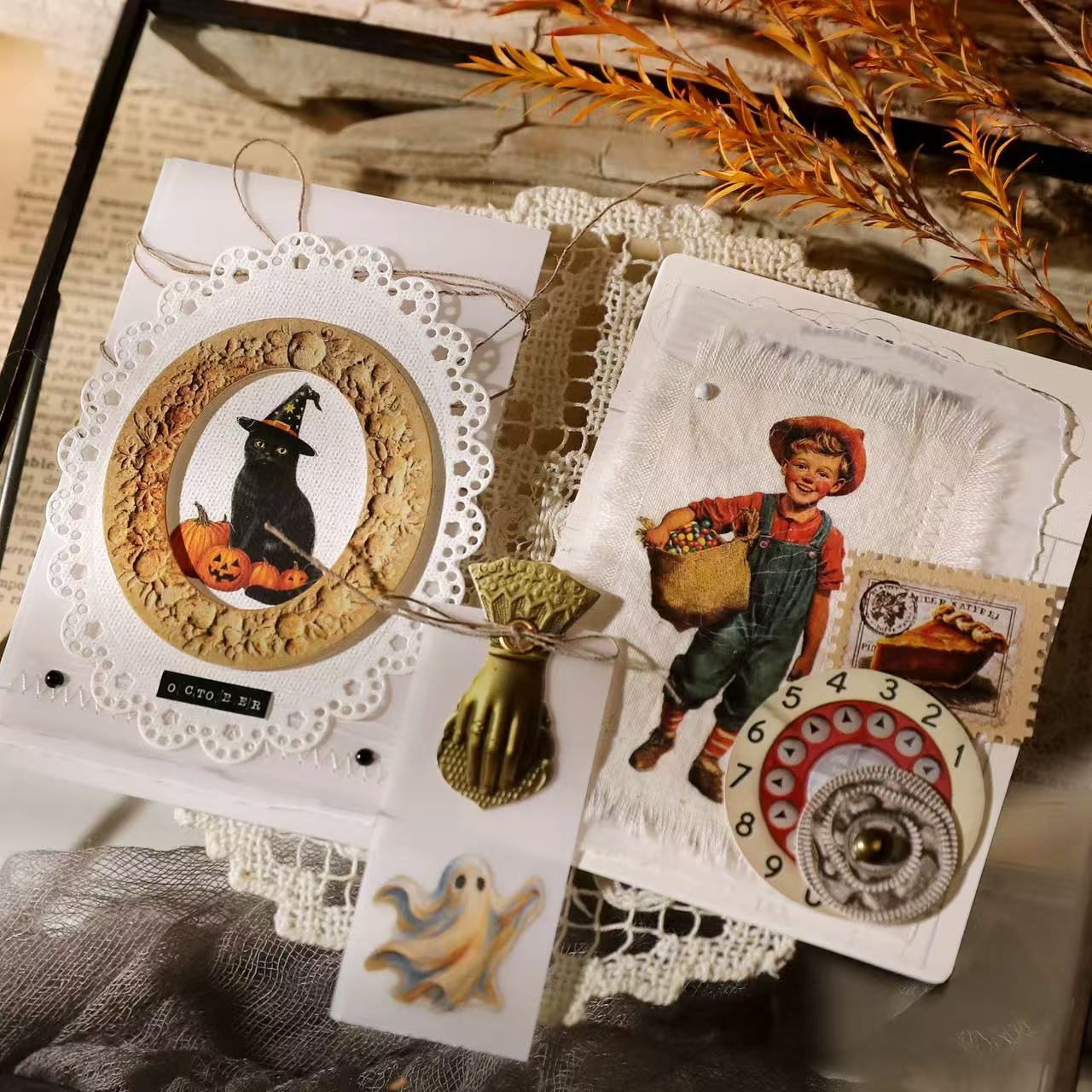Vintage Halloween Rub-on Stickers