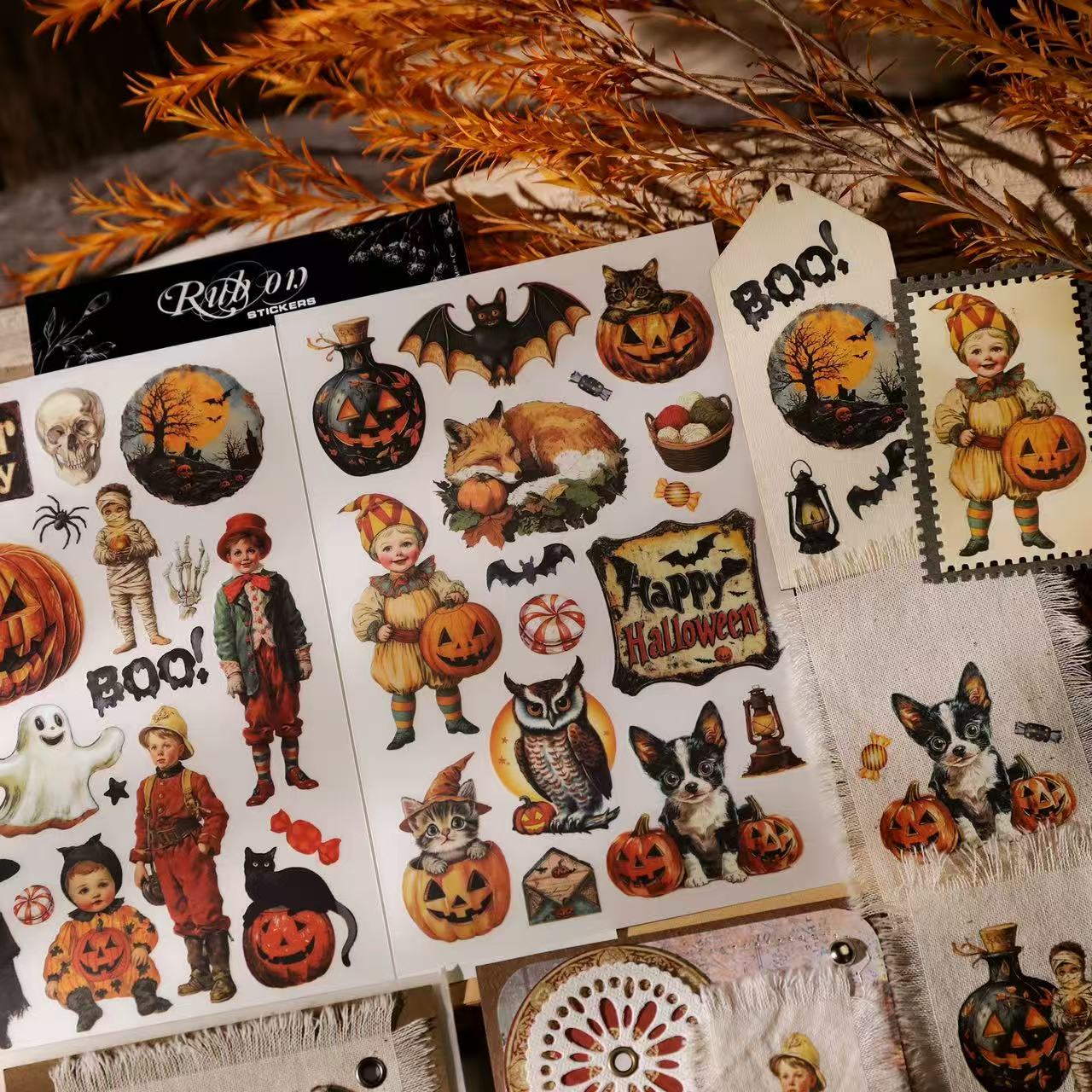 Whimsical Halloween Rub-On Stickers