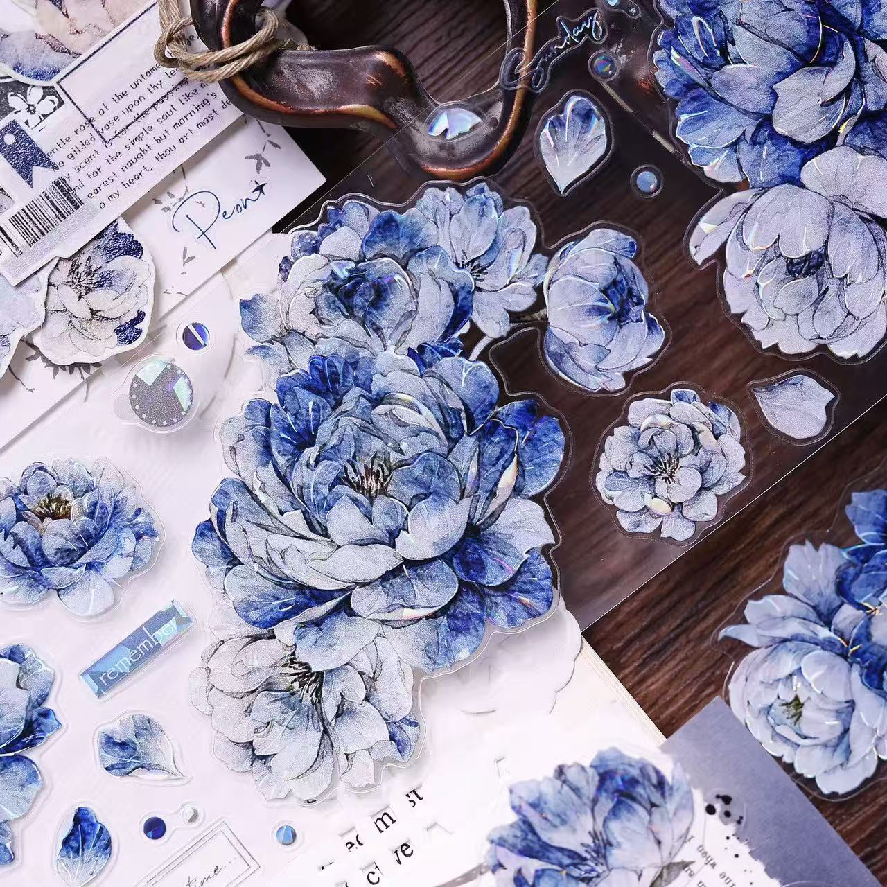 6cm*120cm Blue Peony Tape