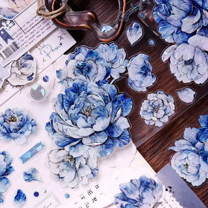 6cm*120cm Blue Peony Tape