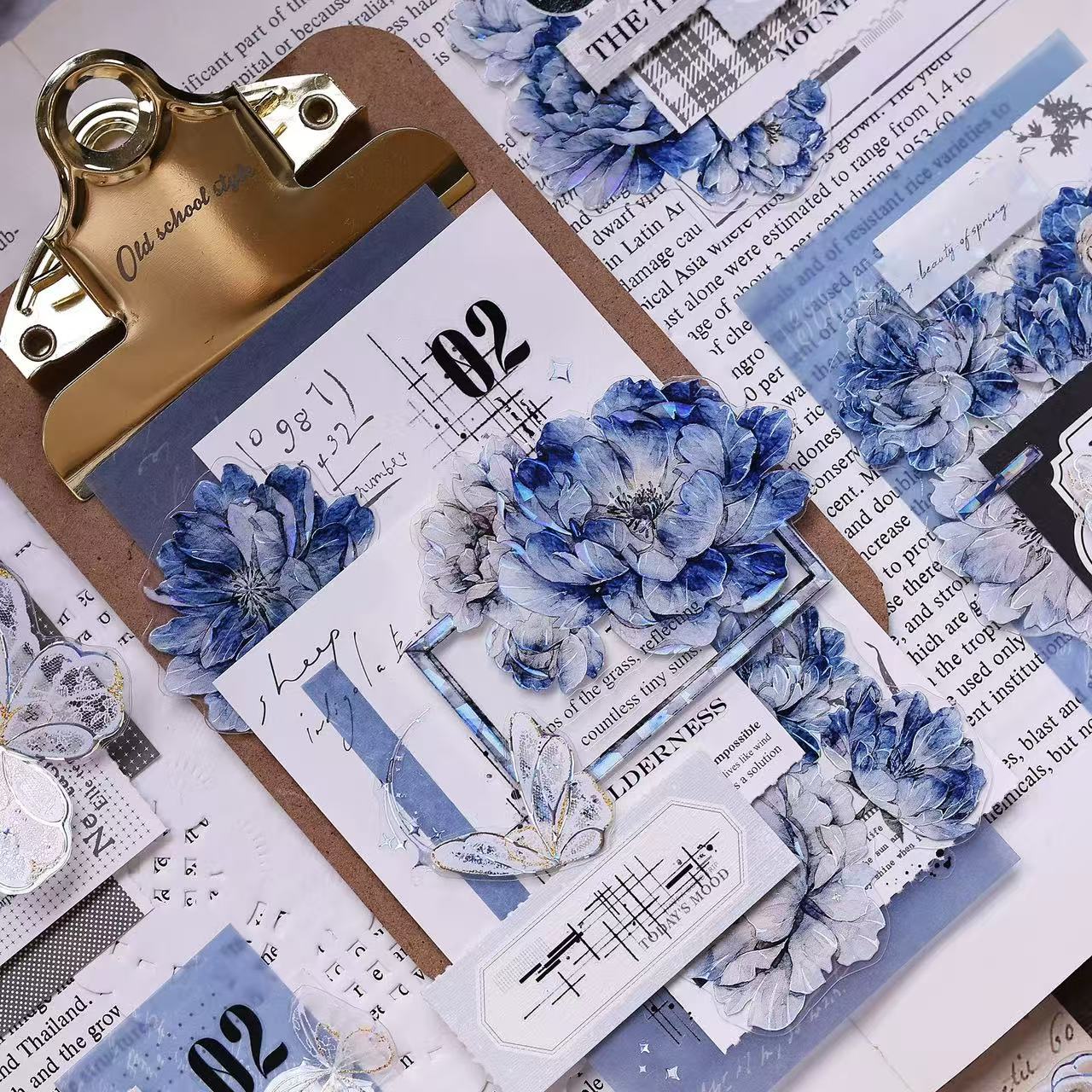 6cm*120cm Blue Peony Tape