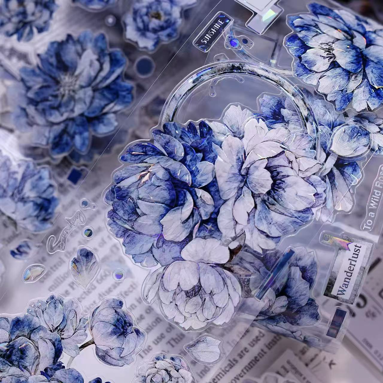 6cm*120cm Blue Peony Tape
