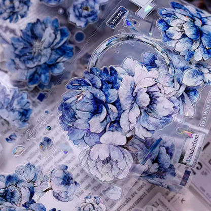 6cm*120cm Blue Peony Tape