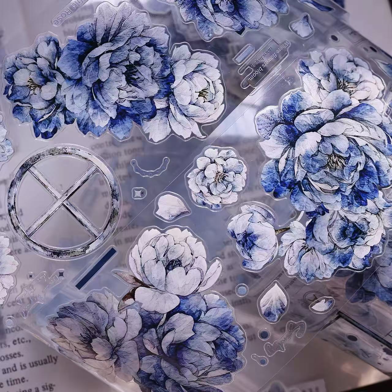 6cm*120cm Blue Peony Tape