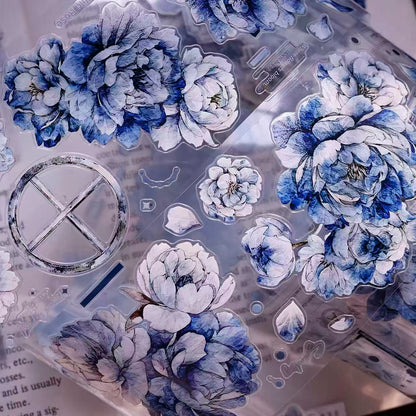 6cm*120cm Blue Peony Tape