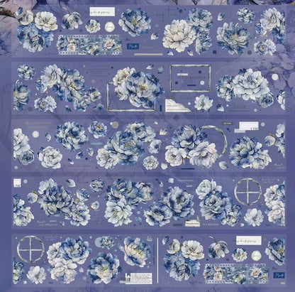 6cm*120cm Blue Peony Tape