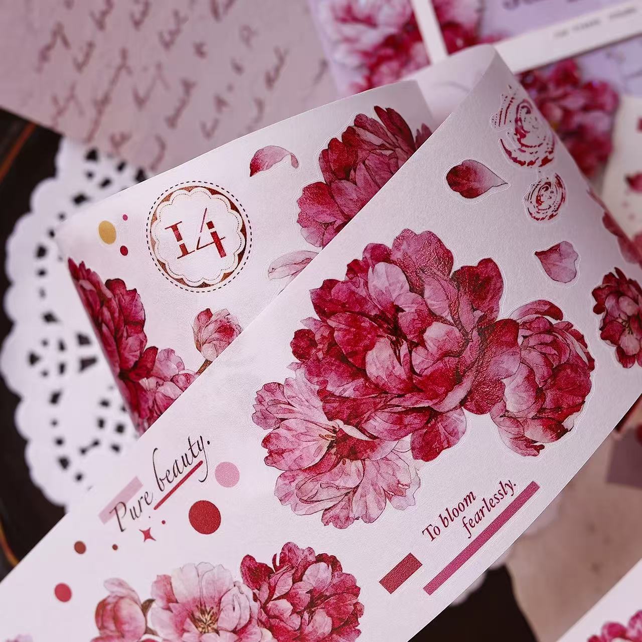 6cm*120cm Pink Peony Tape