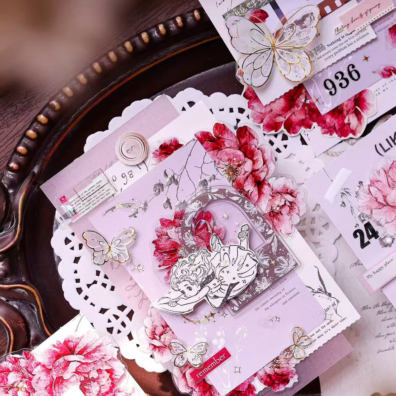 6cm*120cm Pink Peony Tape