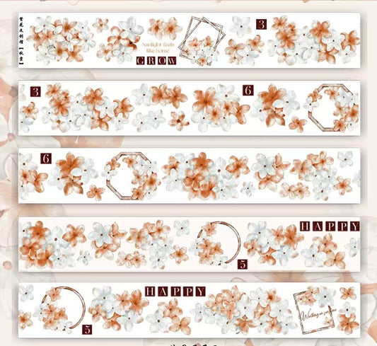 5cm*100cm Vintage Orange Red Floral Tape