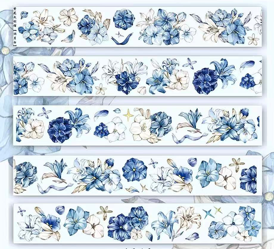 5.5cm*100cm Vintage Blue and White Floral Tape