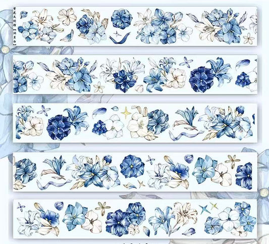 5.5cm*100cm Vintage Blue and White Floral Tape
