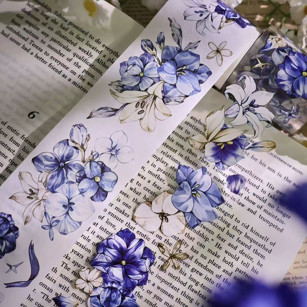 5.5cm*100cm Vintage Blue and White Floral Tape