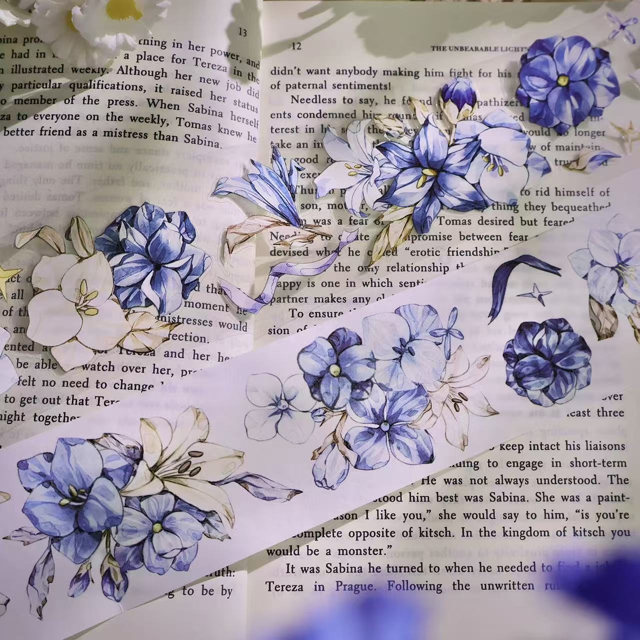 5.5cm*100cm Vintage Blue and White Floral Tape