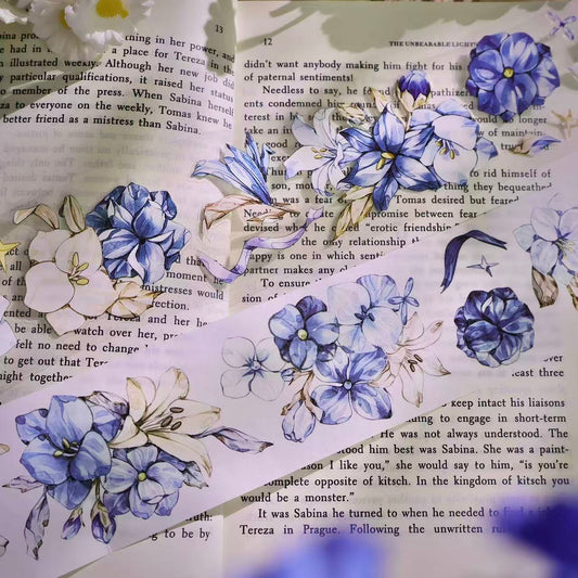 5.5cm*100cm Vintage Blue and White Floral Tape