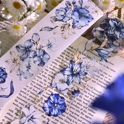 5.5cm*100cm Vintage Blue and White Floral Tape