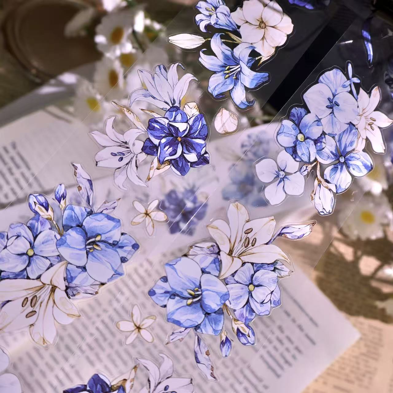 5.5cm*100cm Vintage Blue and White Floral Tape