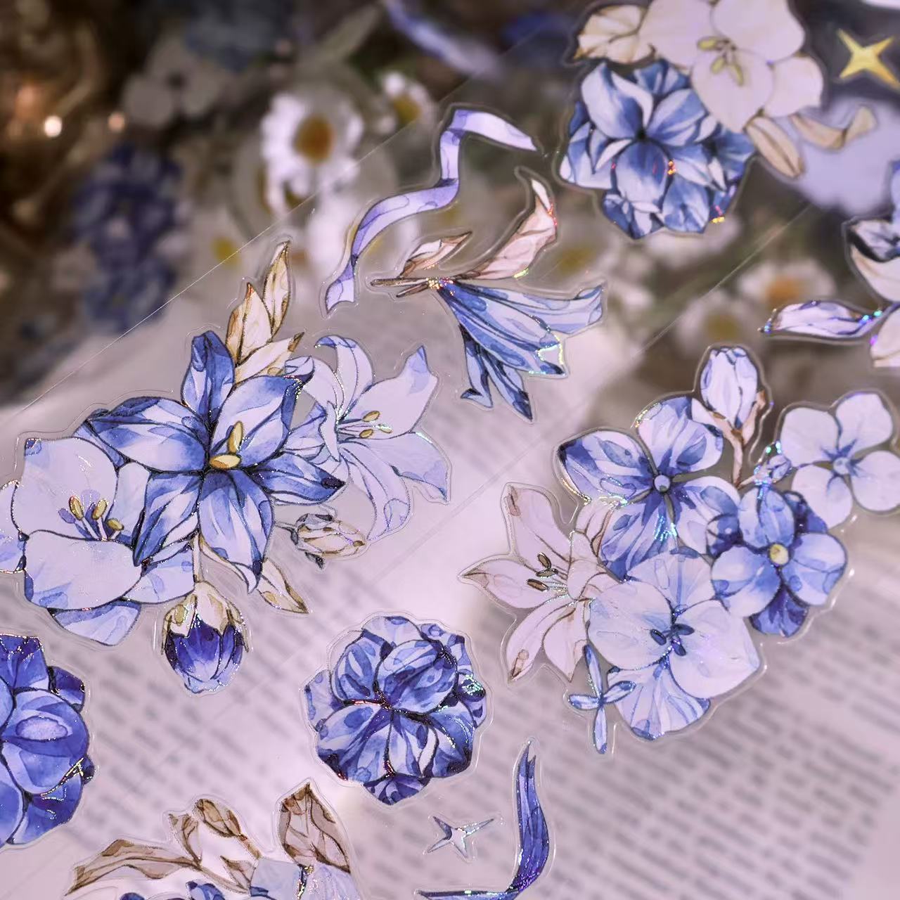 5.5cm*100cm Vintage Blue and White Floral Tape