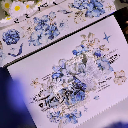 5.5cm*100cm Vintage Blue and White Floral Tape
