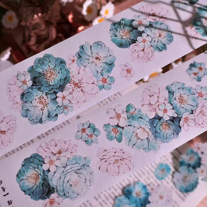 5.5cm*100cm Vintage Hazy Blue Floral Tape