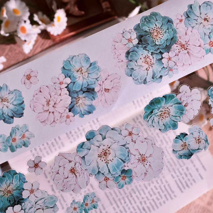 5.5cm*100cm Vintage Hazy Blue Floral Tape
