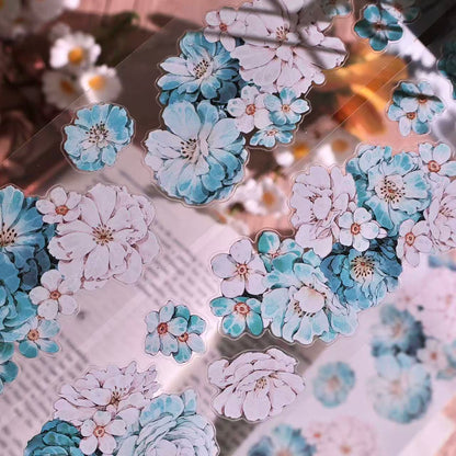 5.5cm*100cm Vintage Hazy Blue Floral Tape