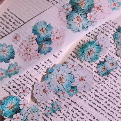 5.5cm*100cm Vintage Hazy Blue Floral Tape