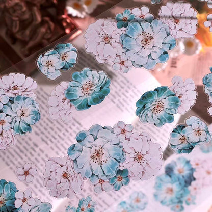 5.5cm*100cm Vintage Hazy Blue Floral Tape